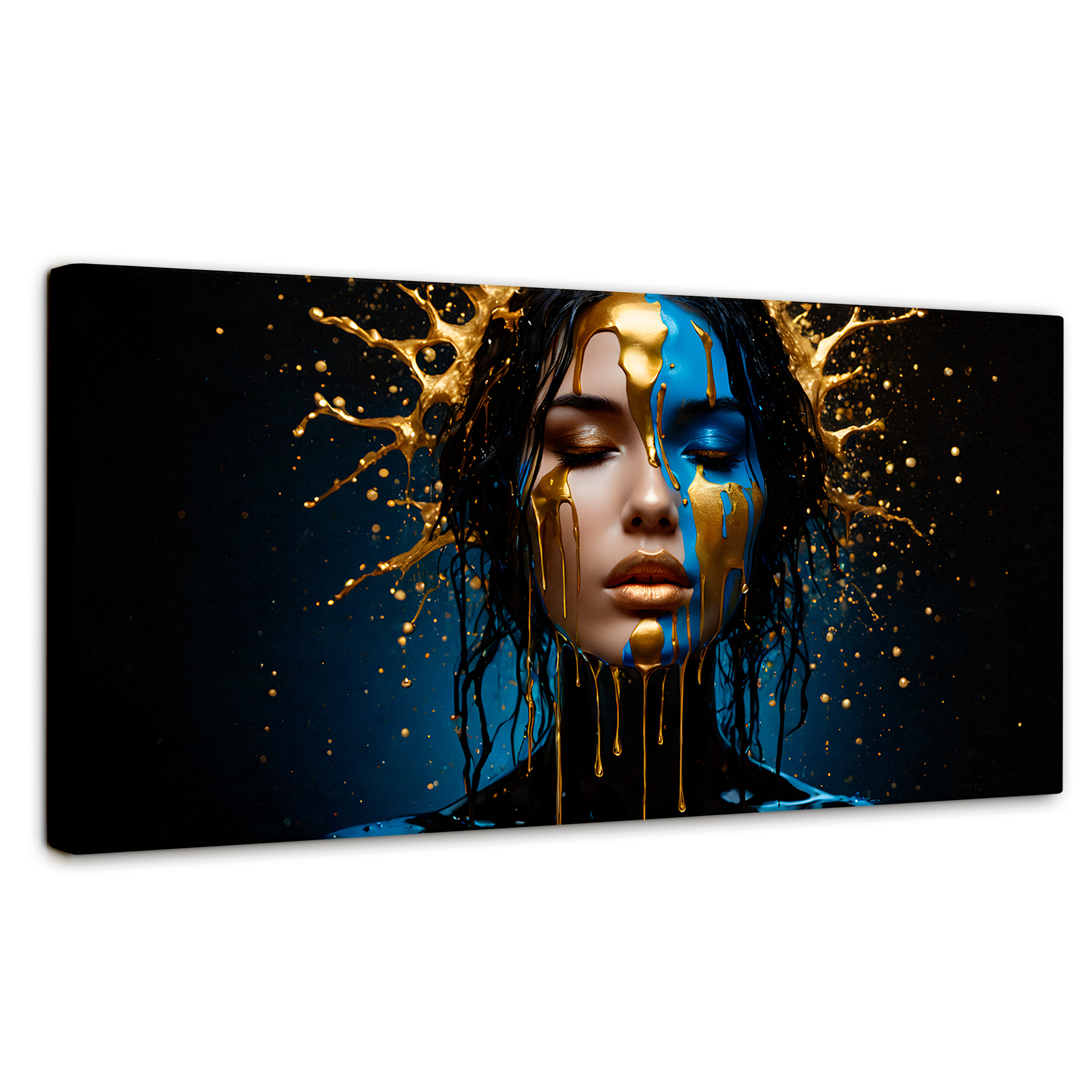 Cuadro Decorativo Canvas Nocturno Dorado 140x70