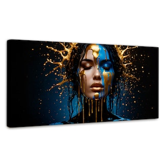 Foto 1 | Cuadro Decorativo Canvas Nocturno Dorado 140x70