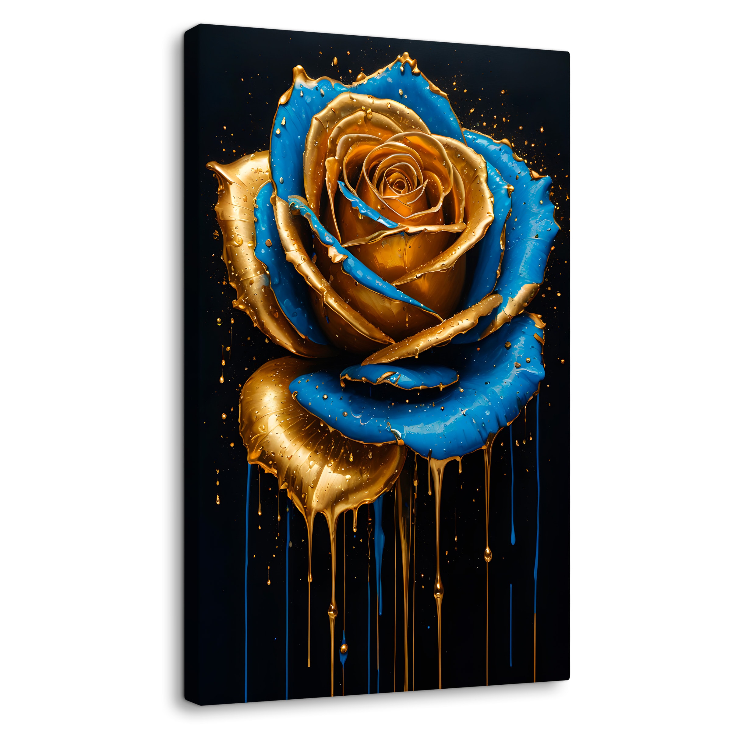 Cuadro Decorativo Canvas Rosa Azul Dorado 60x90 