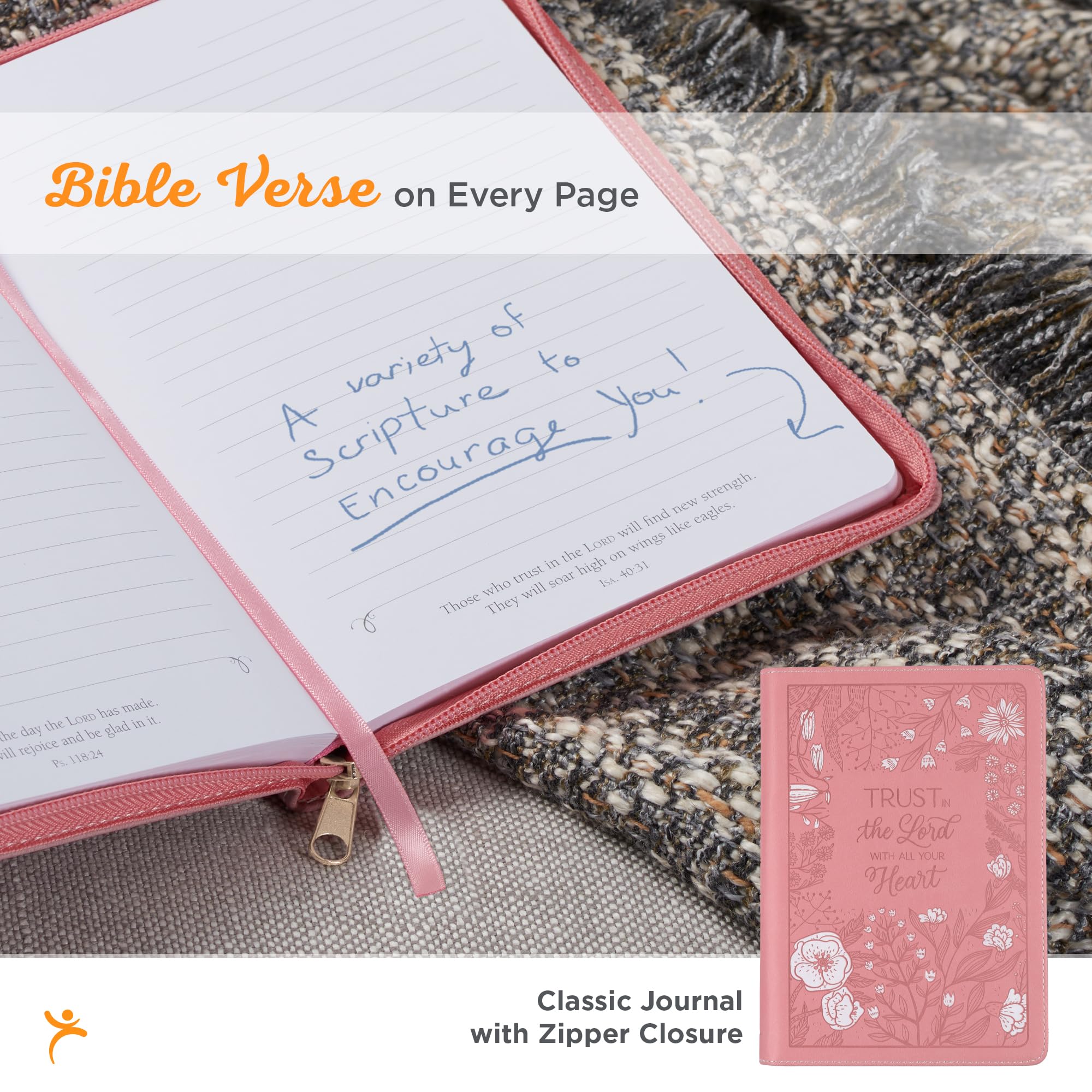 Foto 2 | Journal Christian Art Gifts De Piel Vegana Rosa Con Cremallera - Venta Internacional.