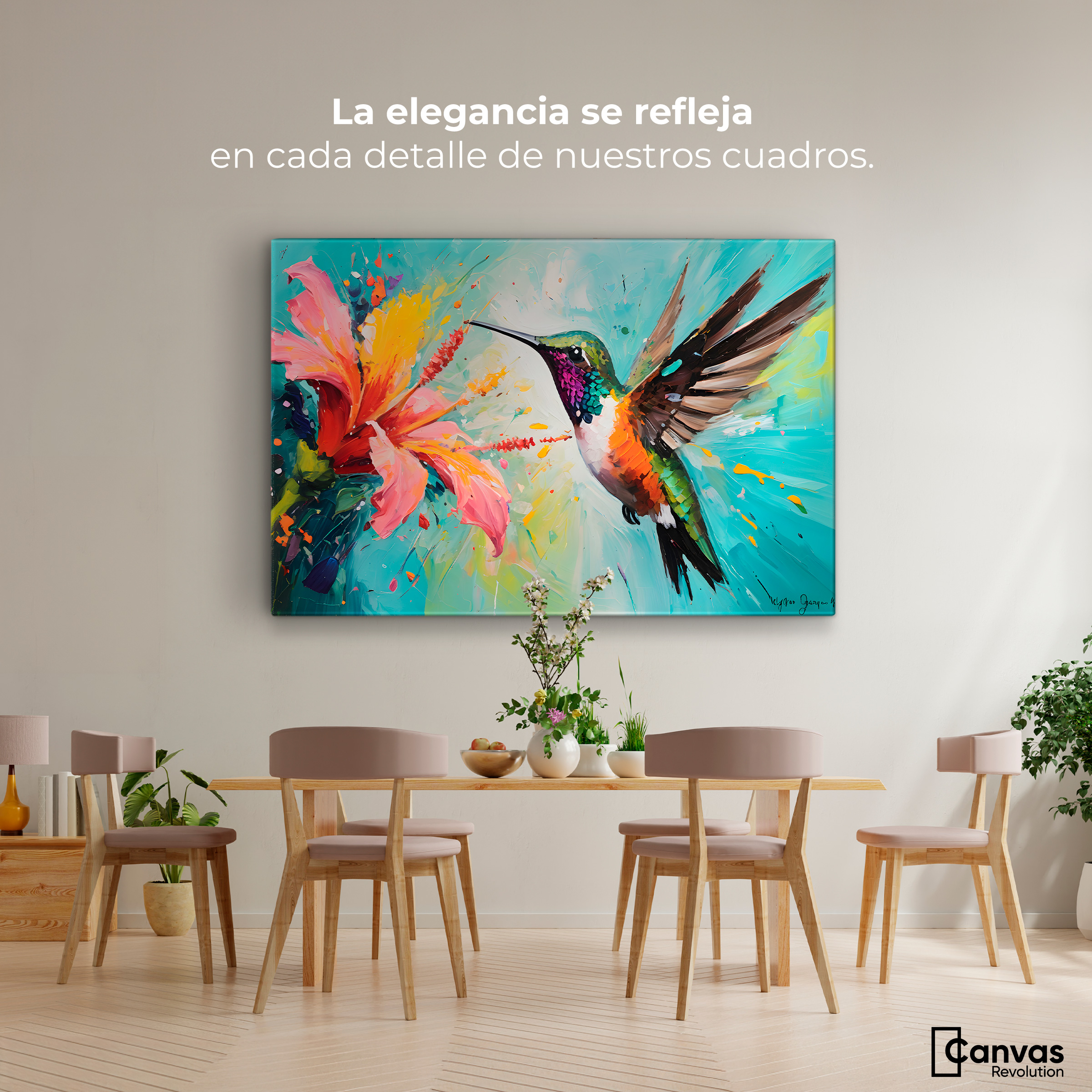 Foto 3 pulgar | Cuadro Decorativo Canvas Colibrí Polinizador 90x60
