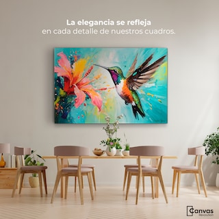 Foto 2 | Cuadro Decorativo Canvas Colibrí Polinizador 90x60