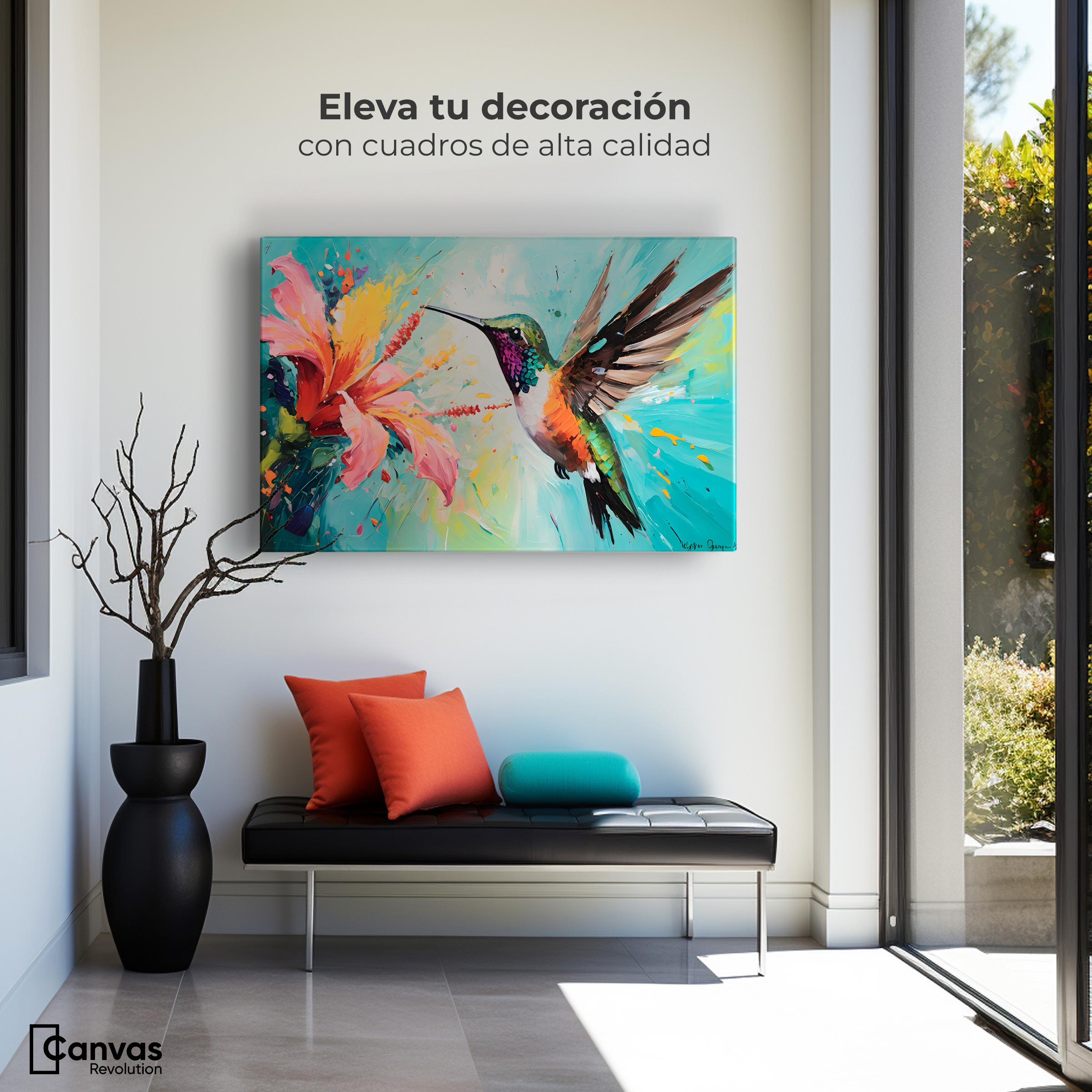 Foto 4 pulgar | Cuadro Decorativo Canvas Colibrí Polinizador 90x60