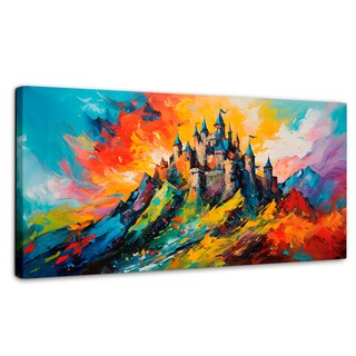 Foto 1 | Cuadro Decorativo Canvas Montañoso Castillo 120x60