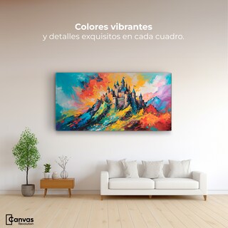 Foto 2 | Cuadro Decorativo Canvas Montañoso Castillo 120x60