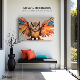 Foto 3 | Cuadro Decorativo Canvas Búho Alas Cromático 90x60