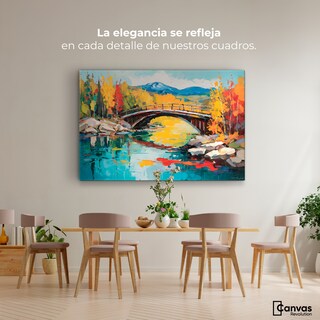 Foto 2 | Cuadro Decorativo Canvas Puente Otoñal Áureo 90x60