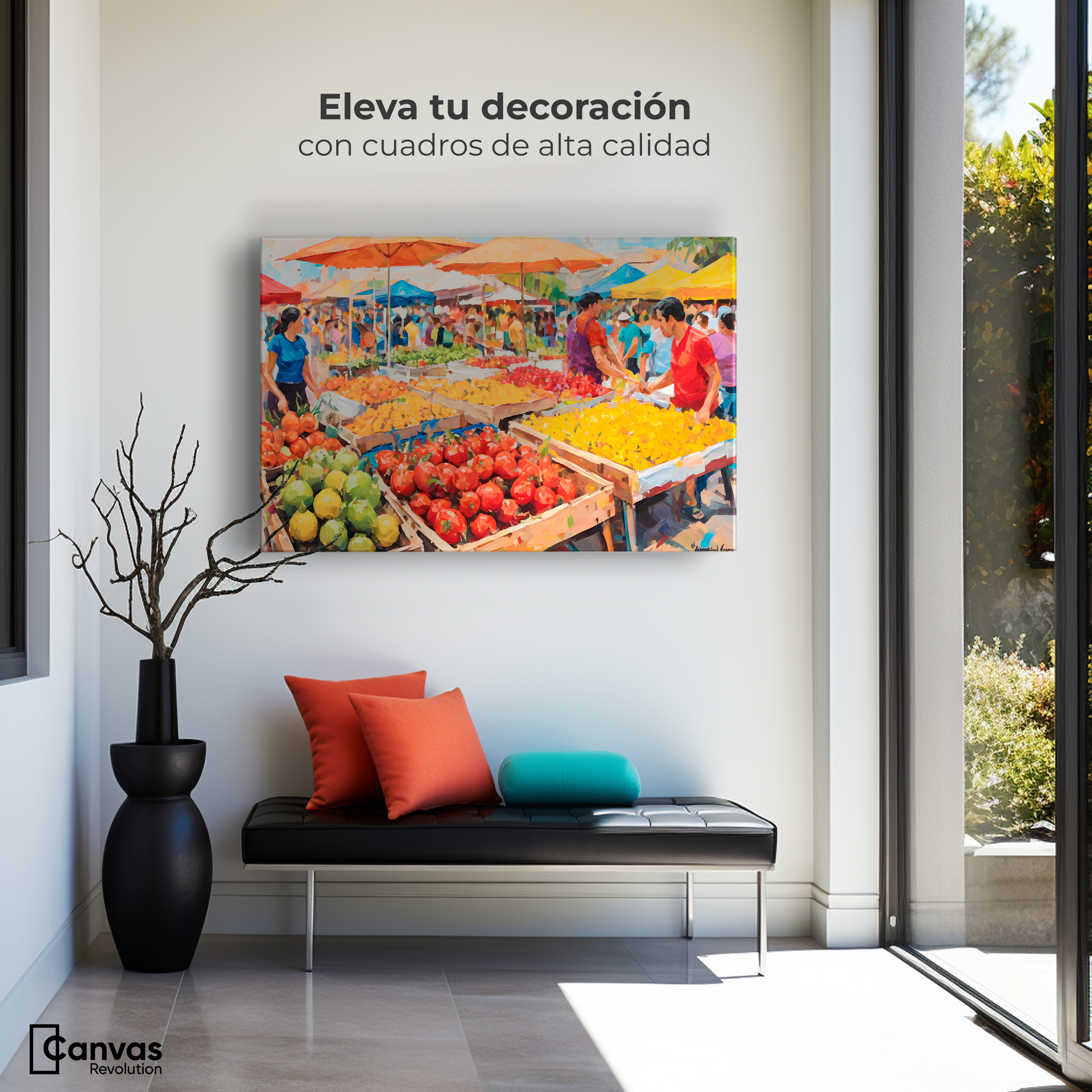 Foto 4 pulgar | Cuadro Decorativo Canvas Mercado Frutal 90x60