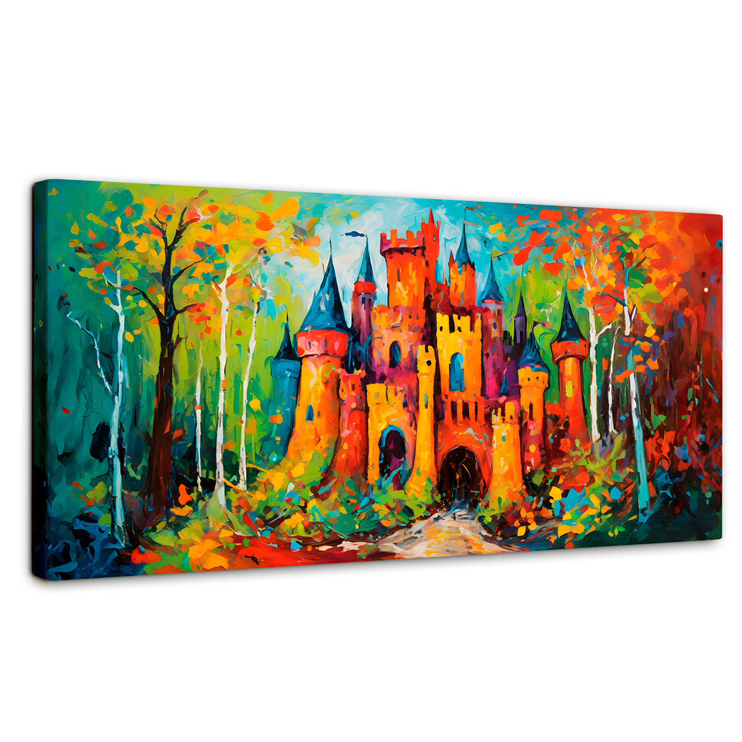 Cuadro Decorativo Canvas Castillo Boscoso 120x60