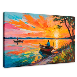 Foto 1 | Cuadro Decorativo Canvas Atardecer Lago 90x60