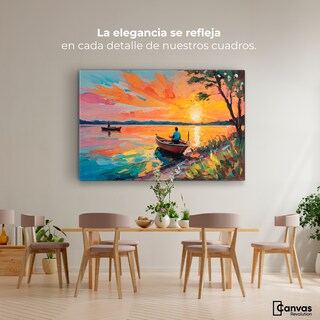 Foto 2 | Cuadro Decorativo Canvas Atardecer Lago 90x60