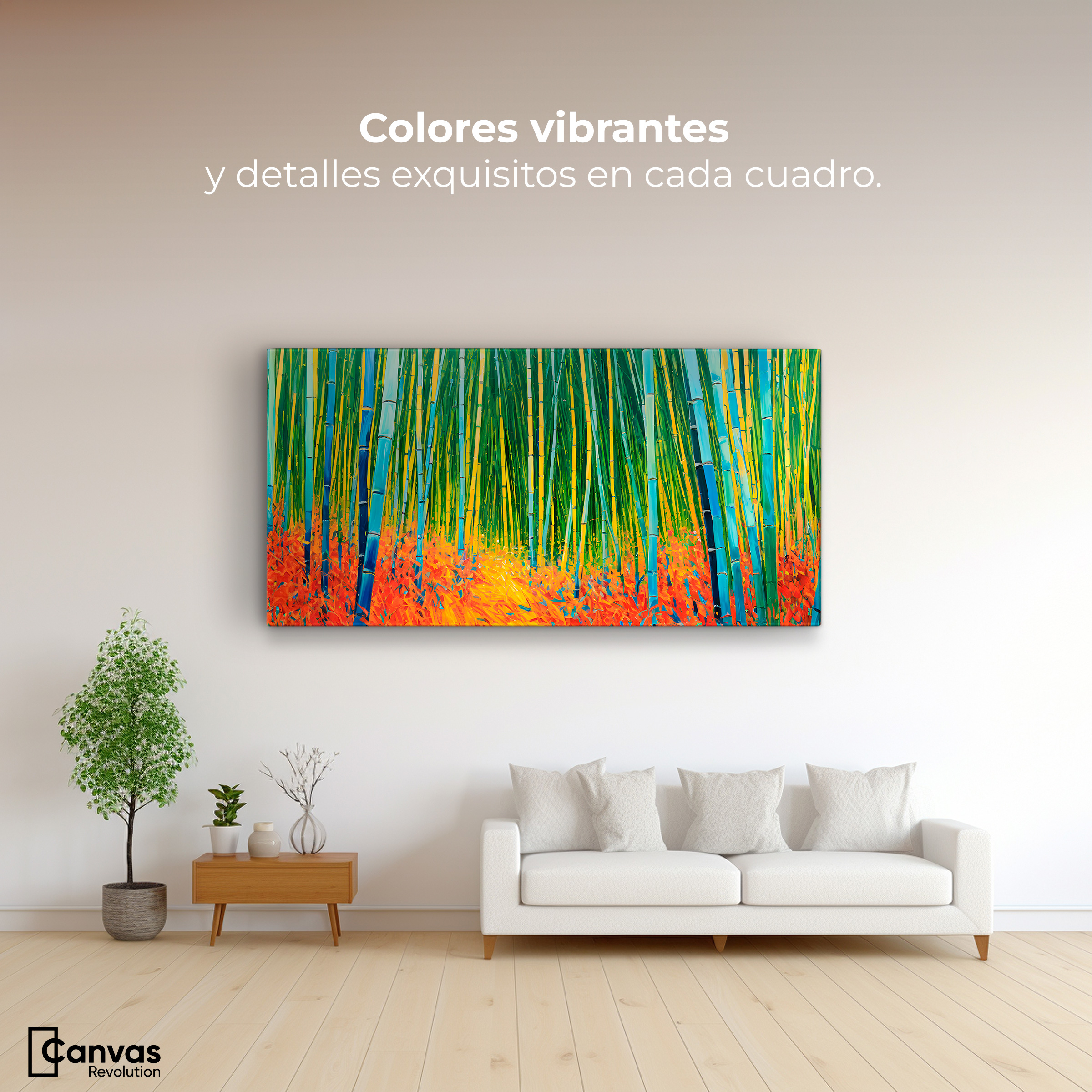 Foto 3 pulgar | Cuadro Decorativo Canvas Bosque Bambú Verde 120x60