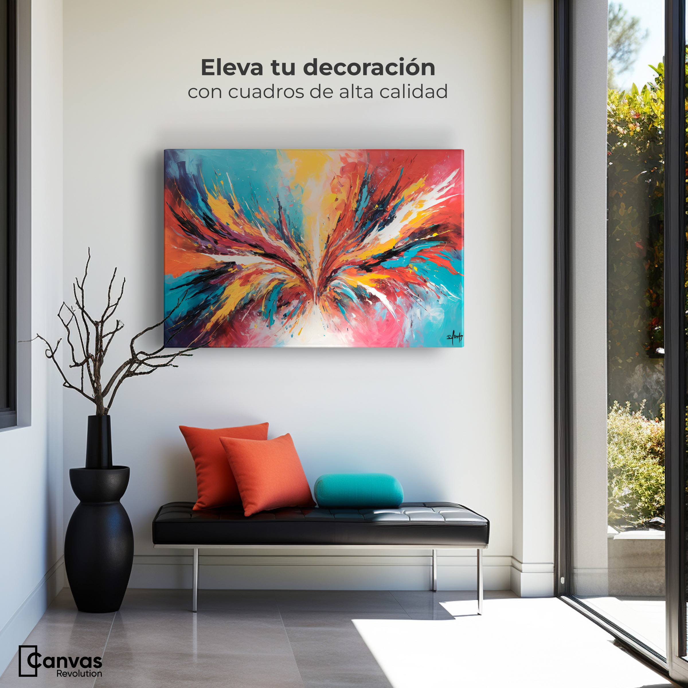 Foto 4 pulgar | Cuadro Decorativo Canvas Ave Fénix Surreal 90x60