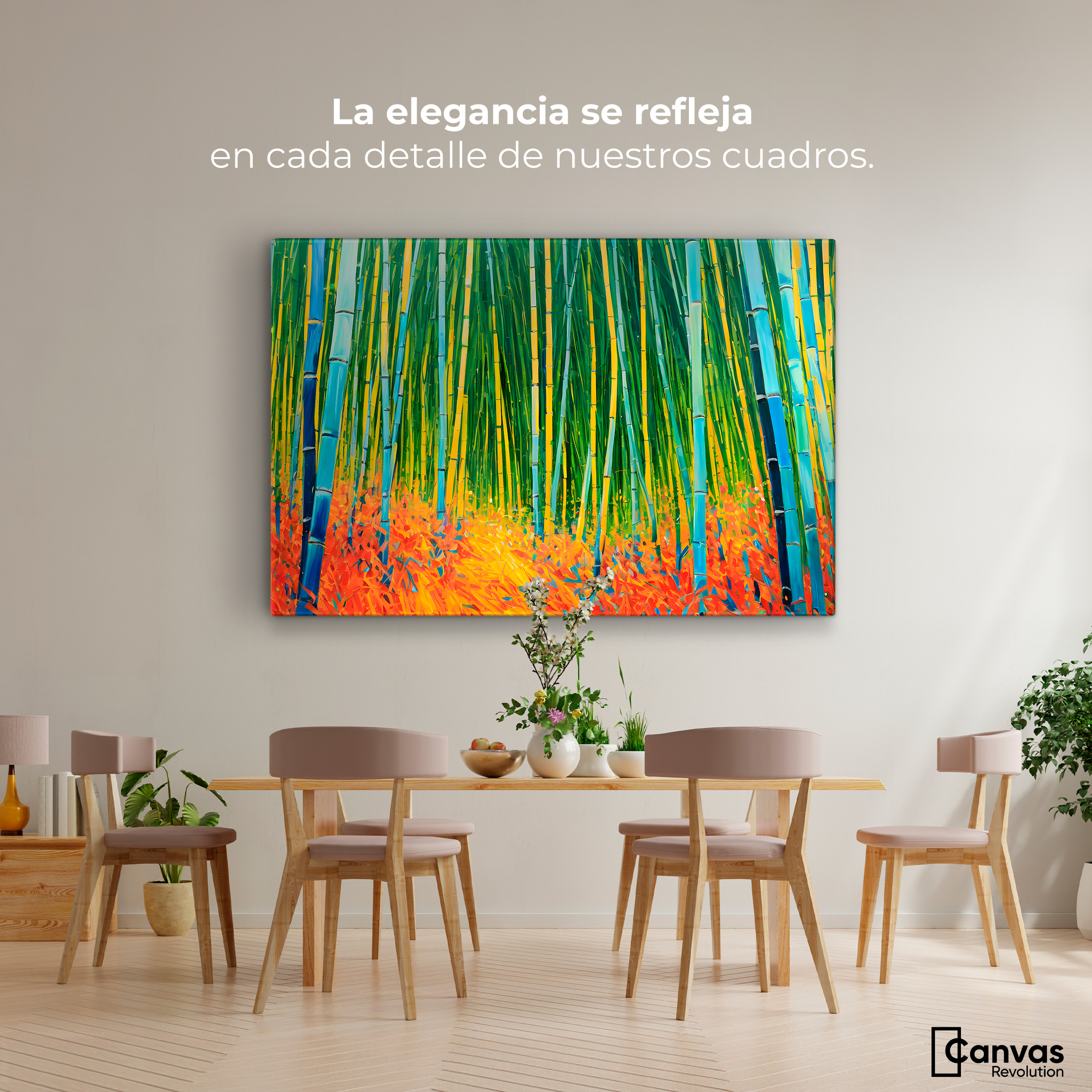 Foto 2 | Cuadro Decorativo Canvas Bosque Bambú Verde 90x60