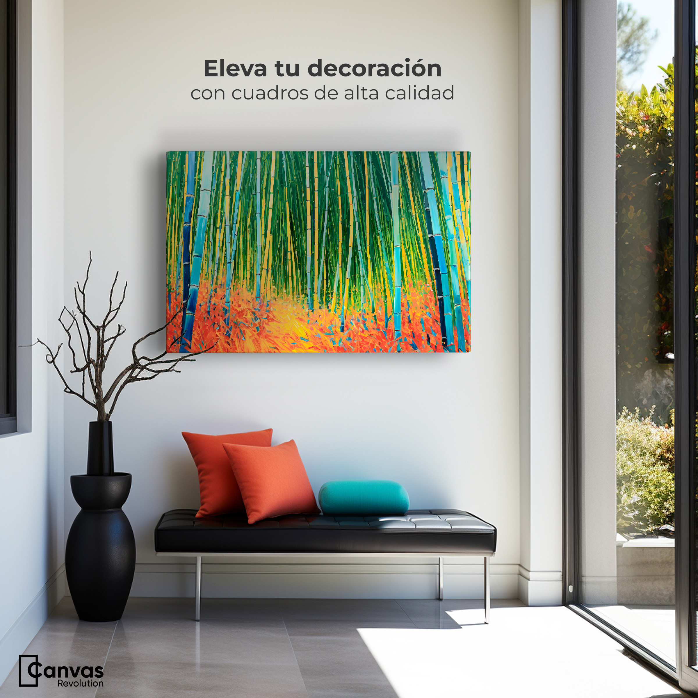 Foto 4 pulgar | Cuadro Decorativo Canvas Bosque Bambú Verde 90x60