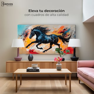 Foto 3 | Cuadro Decorativo Canvas Caballo Negro Trote 120x60