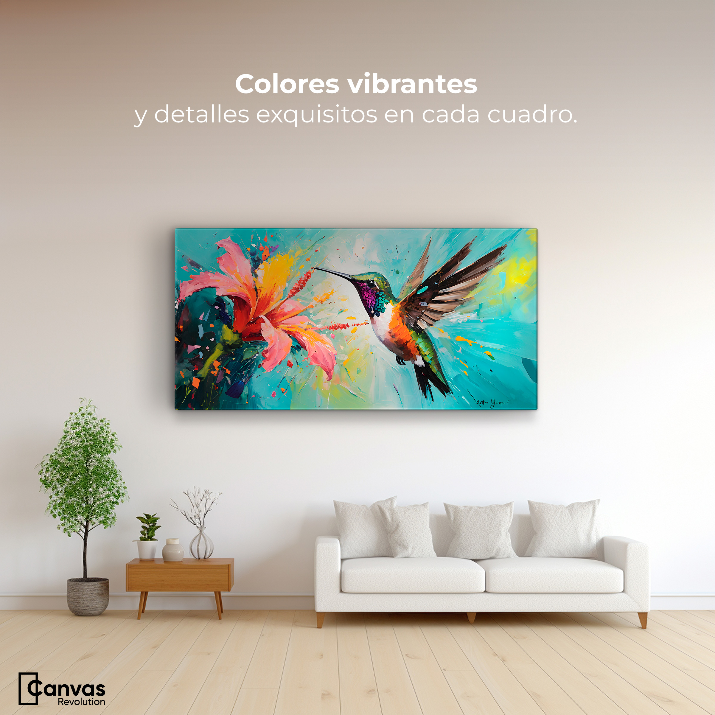 Foto 2 | Cuadro Decorativo Canvas Colibrí Polinizador 120x60