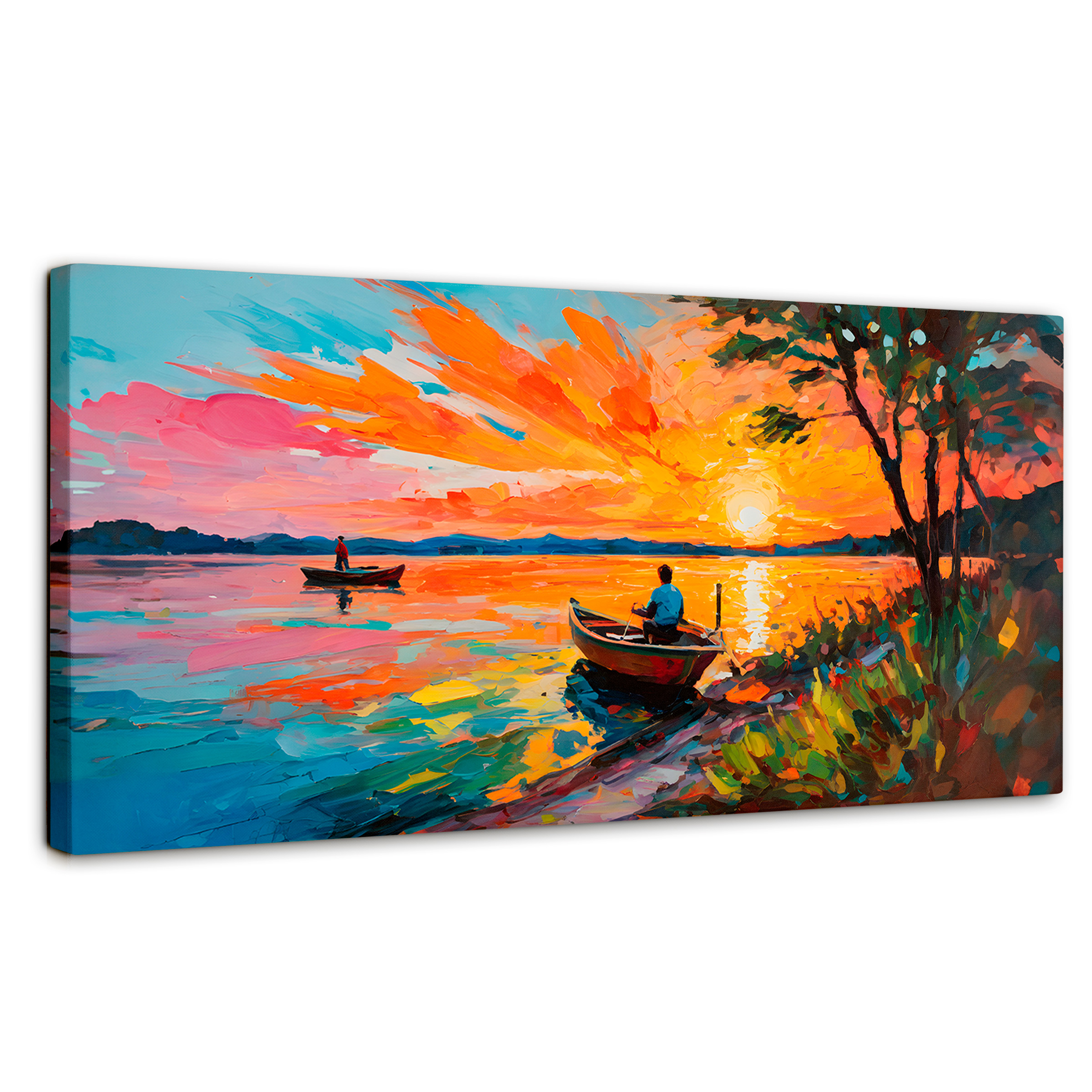 Foto 2 pulgar | Cuadro Decorativo Canvas Atardecer Lago 120x60