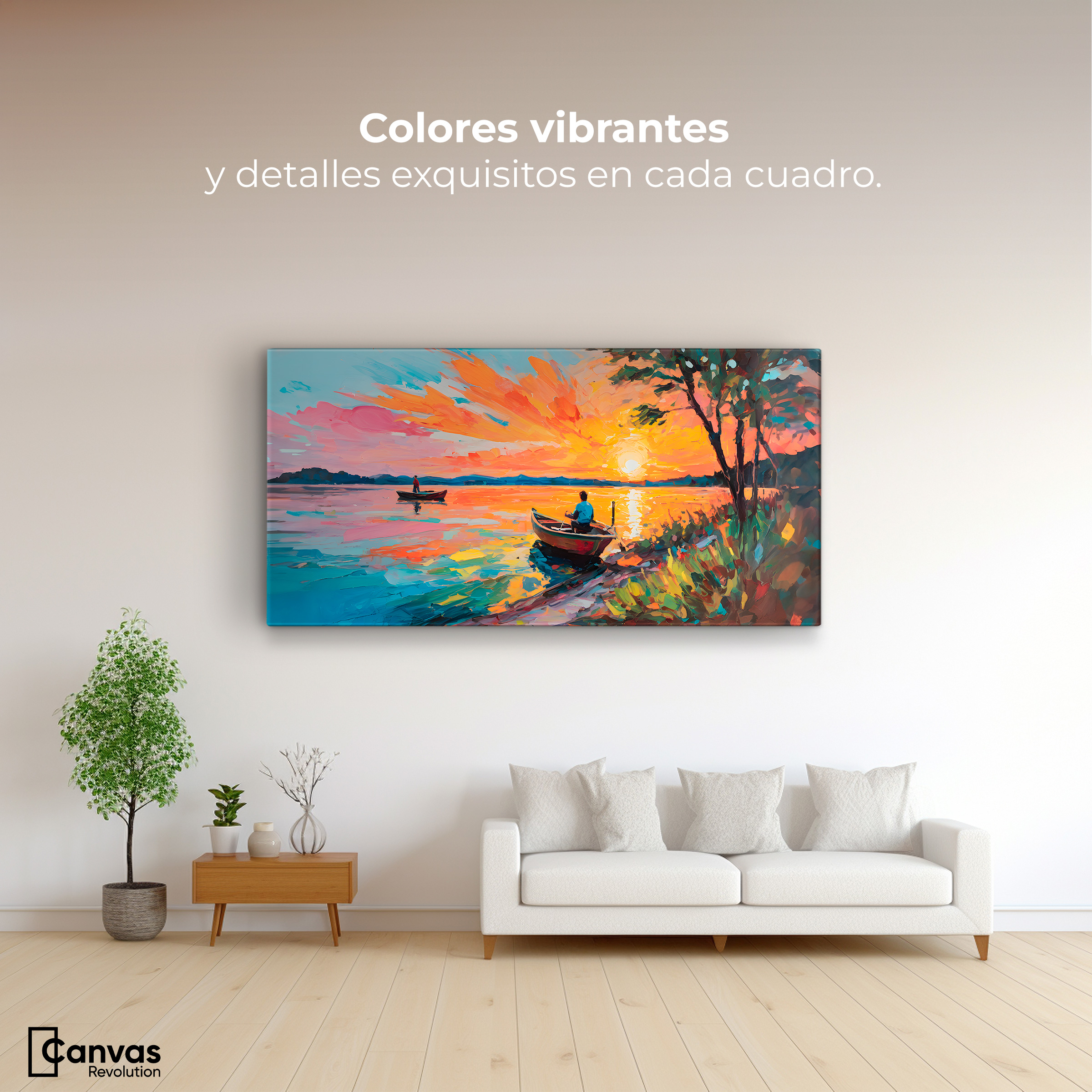 Foto 3 pulgar | Cuadro Decorativo Canvas Atardecer Lago 120x60