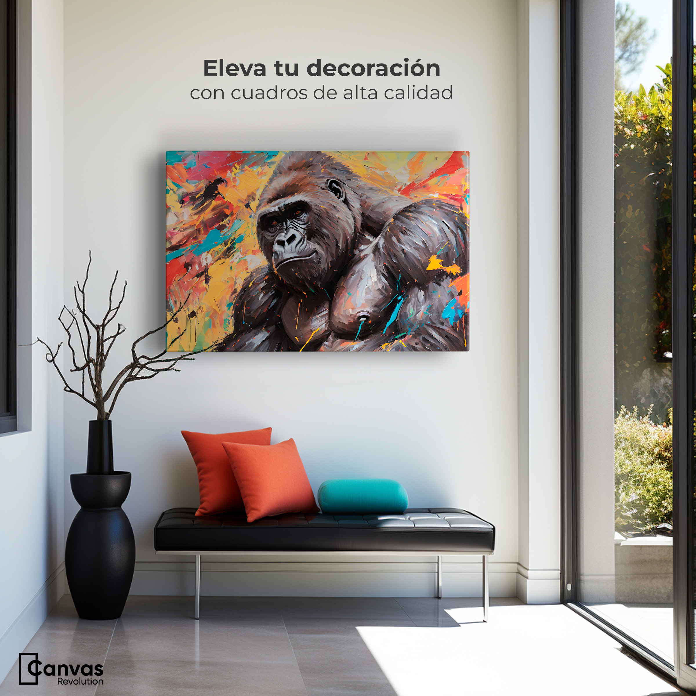 Foto 4 pulgar | Cuadro Decorativo Canvas Gorila Sonriente 90x60