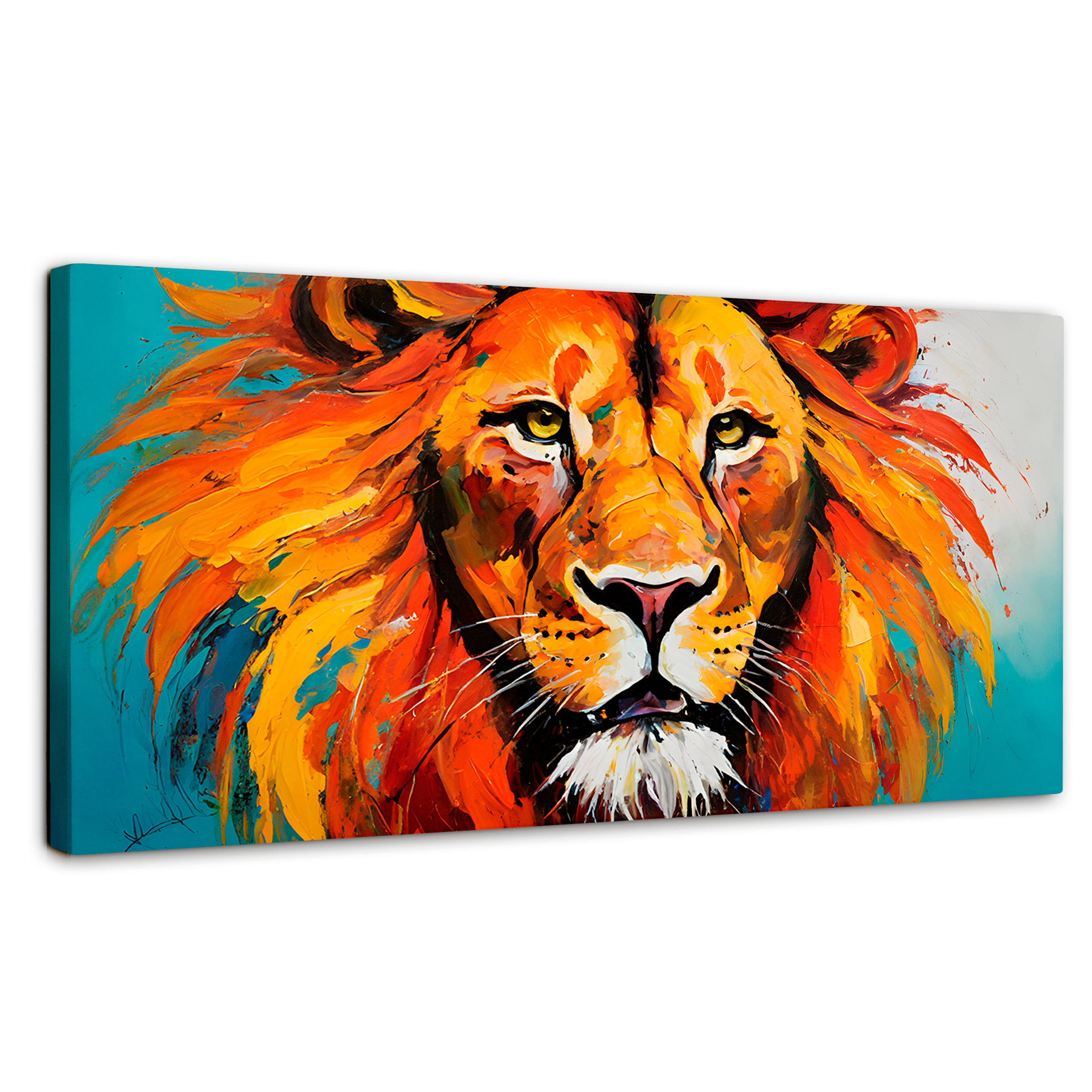 Cuadro Decorativo Canvas Retrato León Colors 120x60