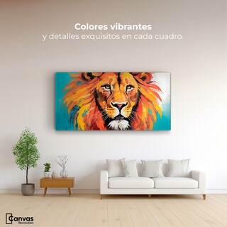 Foto 2 | Cuadro Decorativo Canvas Retrato León Colors 120x60