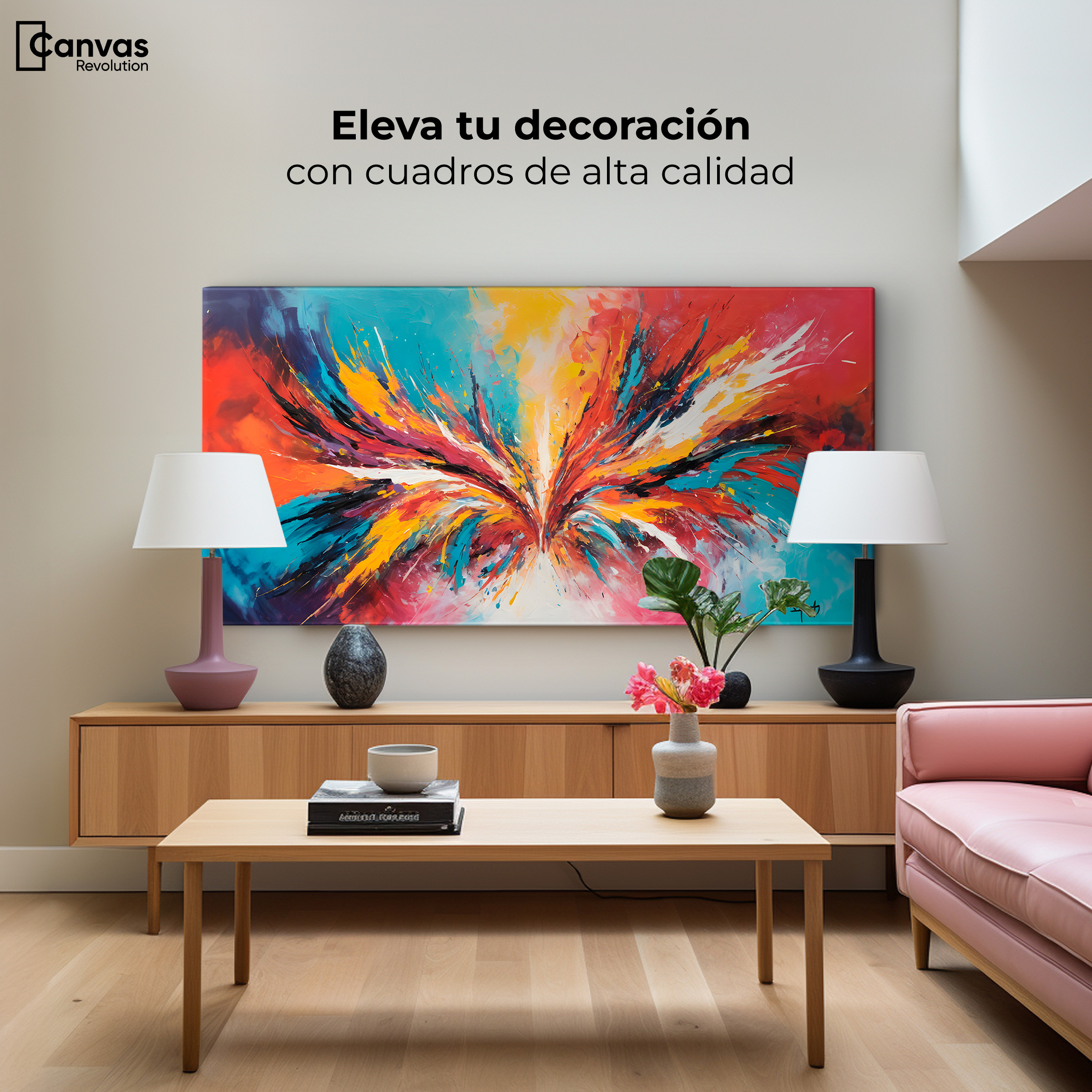 Foto 4 pulgar | Cuadro Decorativo Canvas Ave Fénix Surreal 120x60