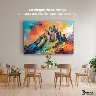 Foto 2 | Cuadro Decorativo Canvas Montañoso Castillo 90x60