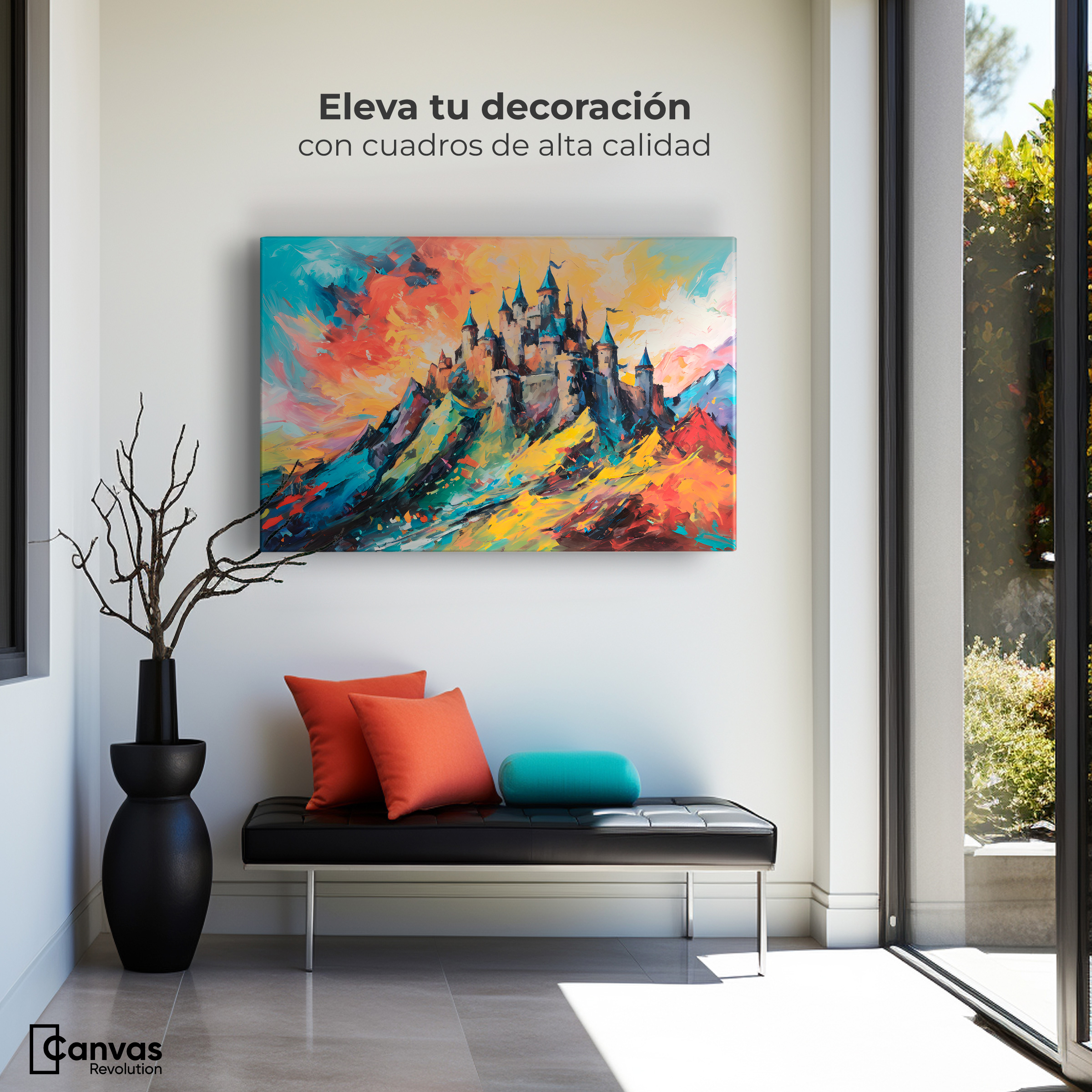 Foto 4 pulgar | Cuadro Decorativo Canvas Montañoso Castillo 90x60