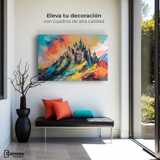 Foto 3 | Cuadro Decorativo Canvas Montañoso Castillo 90x60