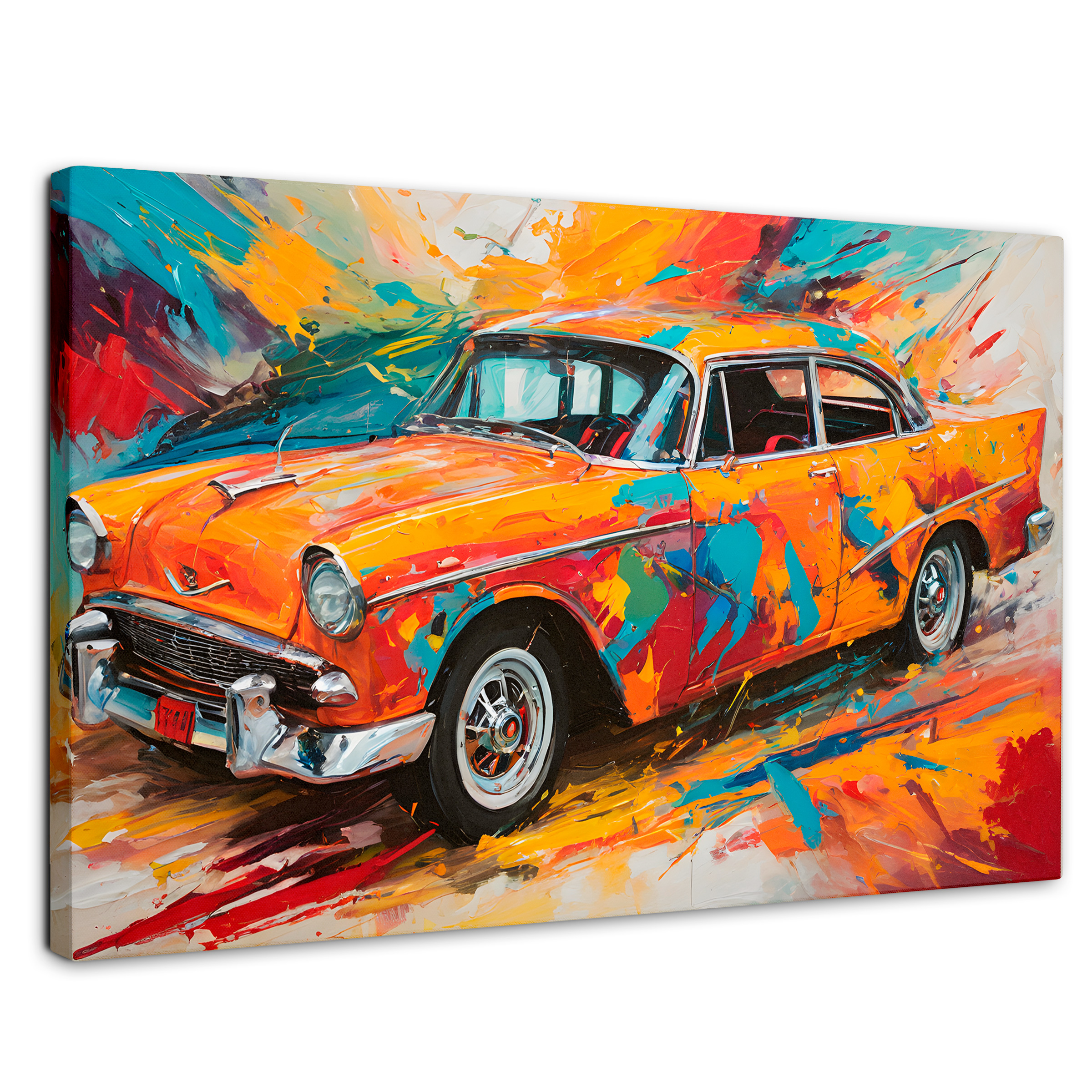Cuadro Decorativo Canvas Auto Retro Colorido 90x60