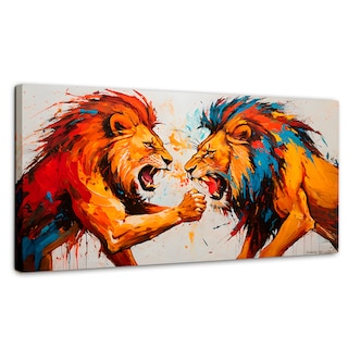 Foto 1 | Cuadro Decorativo Canvas Lucha Entre Leones 120x60