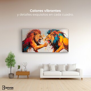 Foto 2 | Cuadro Decorativo Canvas Lucha Entre Leones 120x60