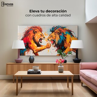 Foto 3 | Cuadro Decorativo Canvas Lucha Entre Leones 120x60