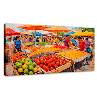 Foto 1 | Cuadro Decorativo Canvas Mercado Frutal 120x60