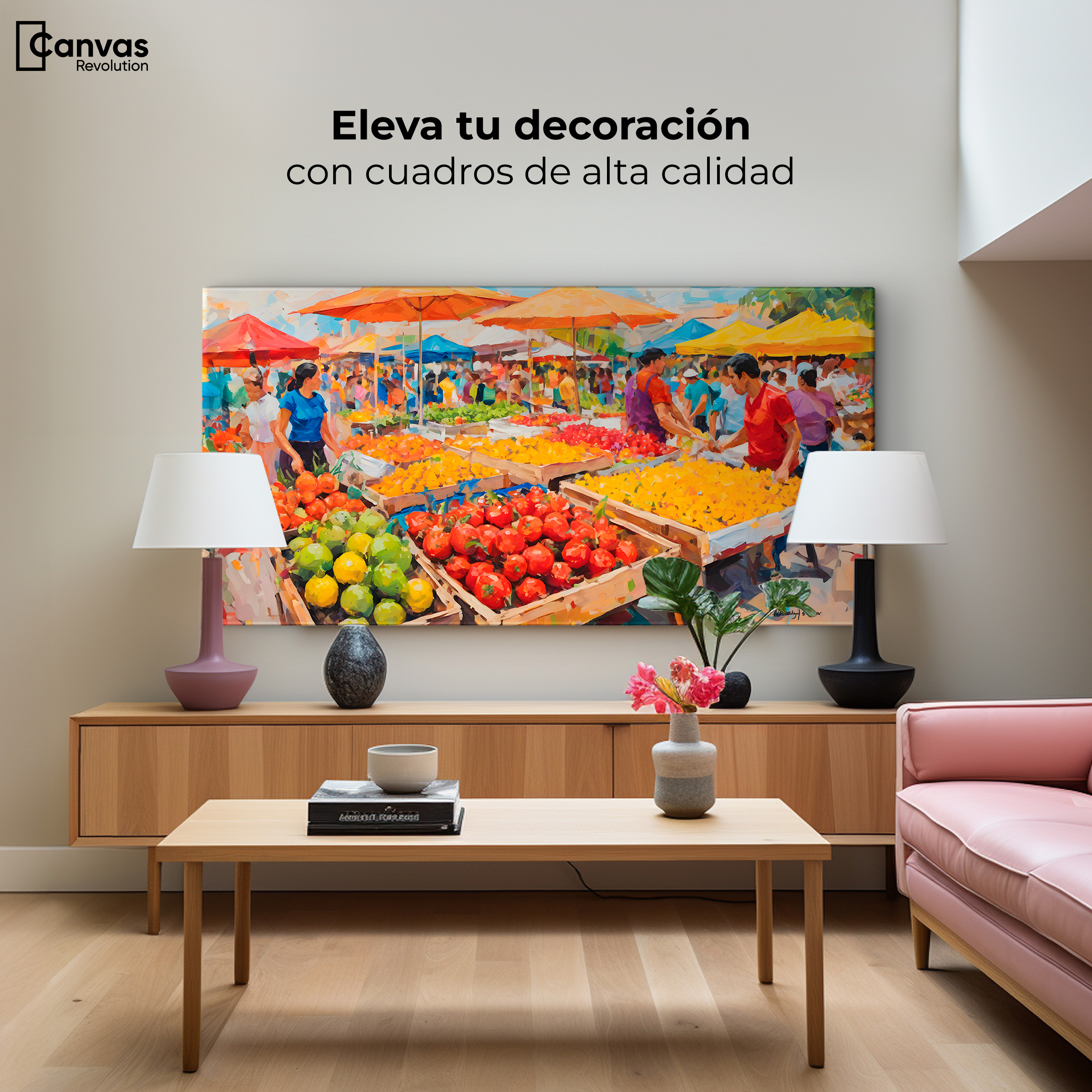 Foto 3 pulgar | Cuadro Decorativo Canvas Mercado Frutal 120x60