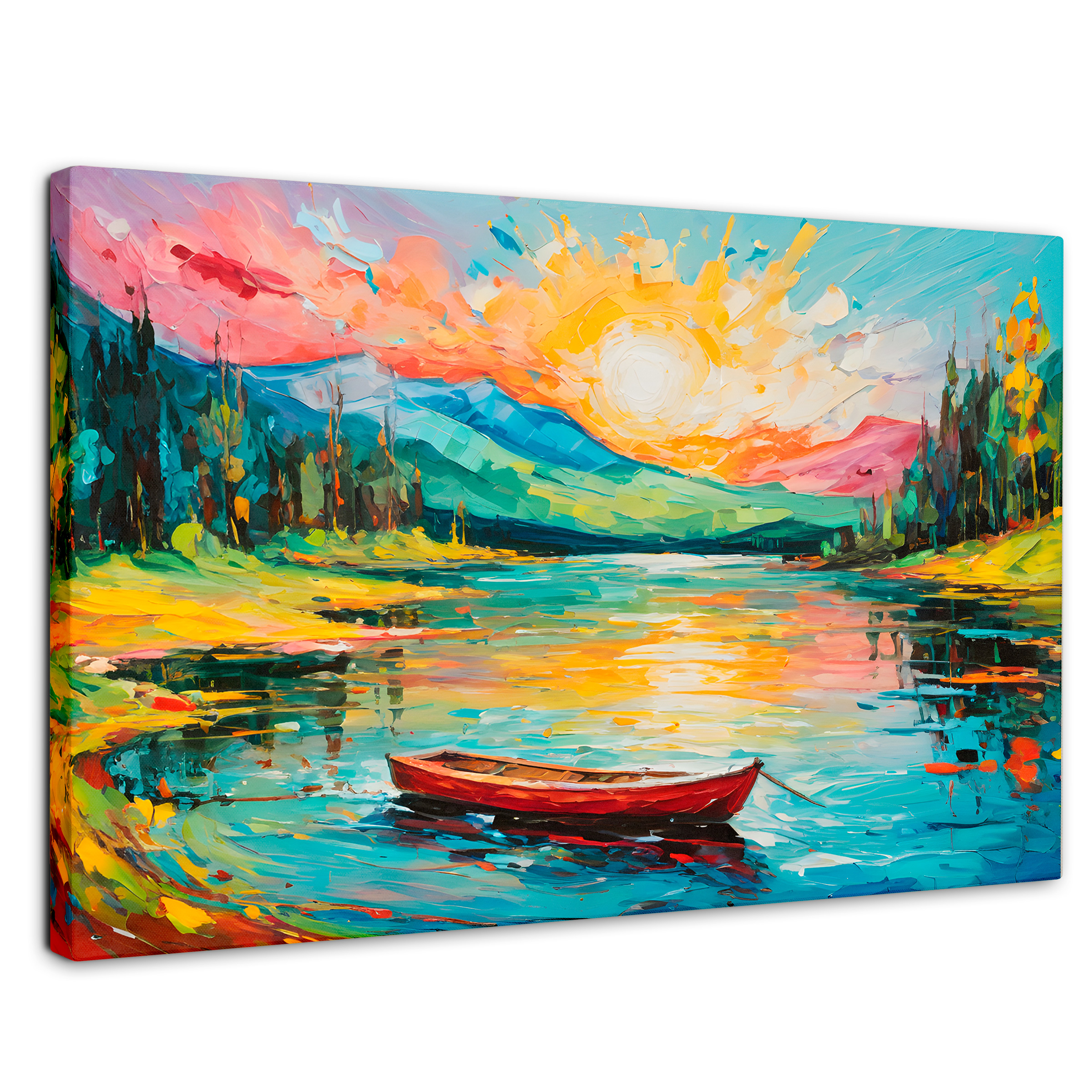Foto 2 pulgar | Cuadro Decorativo Canvas Reflejos Bote Lago 90x60