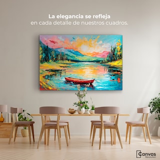 Foto 2 | Cuadro Decorativo Canvas Reflejos Bote Lago 90x60