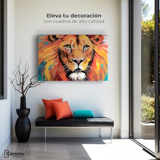 Foto 3 | Cuadro Decorativo Canvas Retrato León Colors 90x60