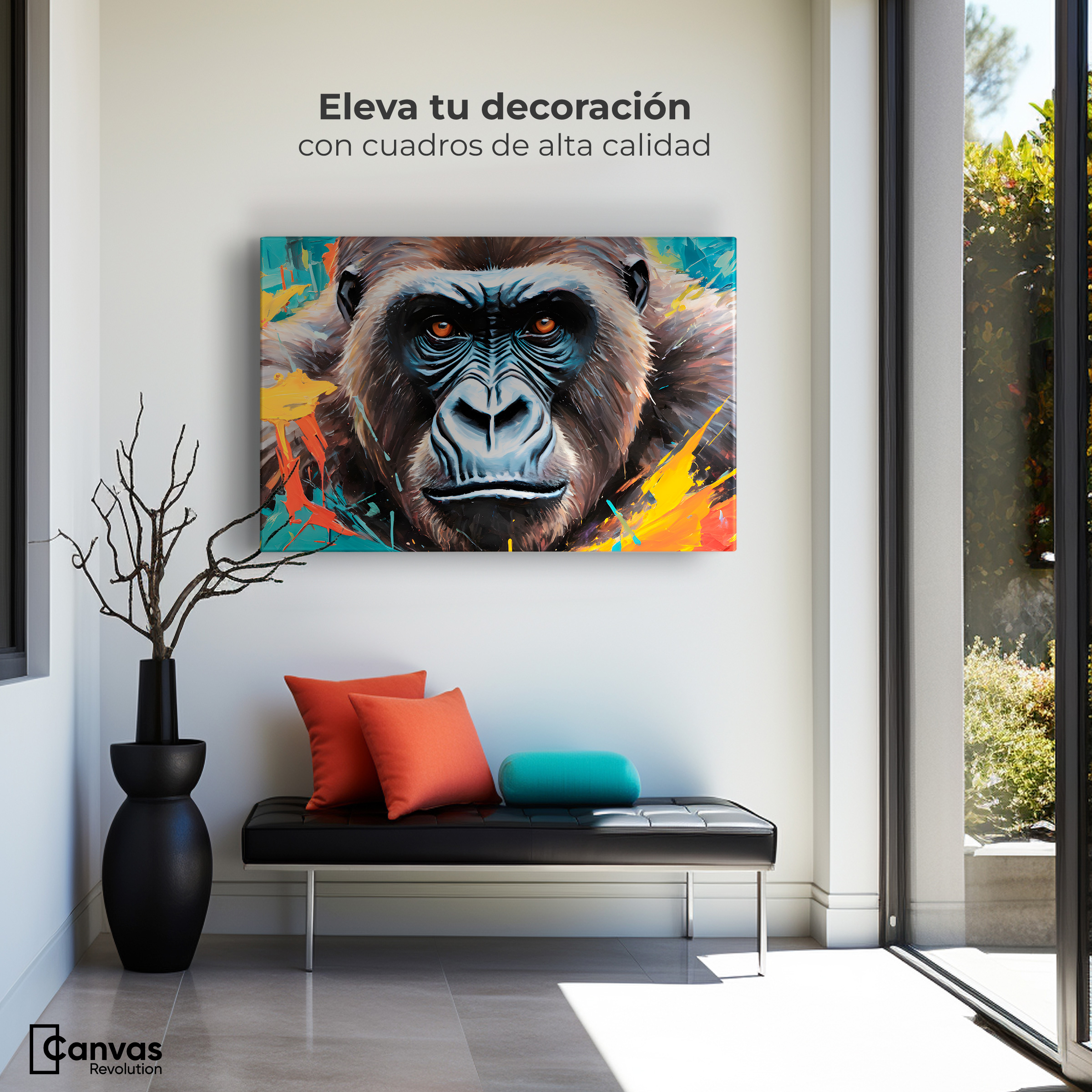 Foto 4 pulgar | Cuadro Decorativo Canvas Retrato Gorila 90x60