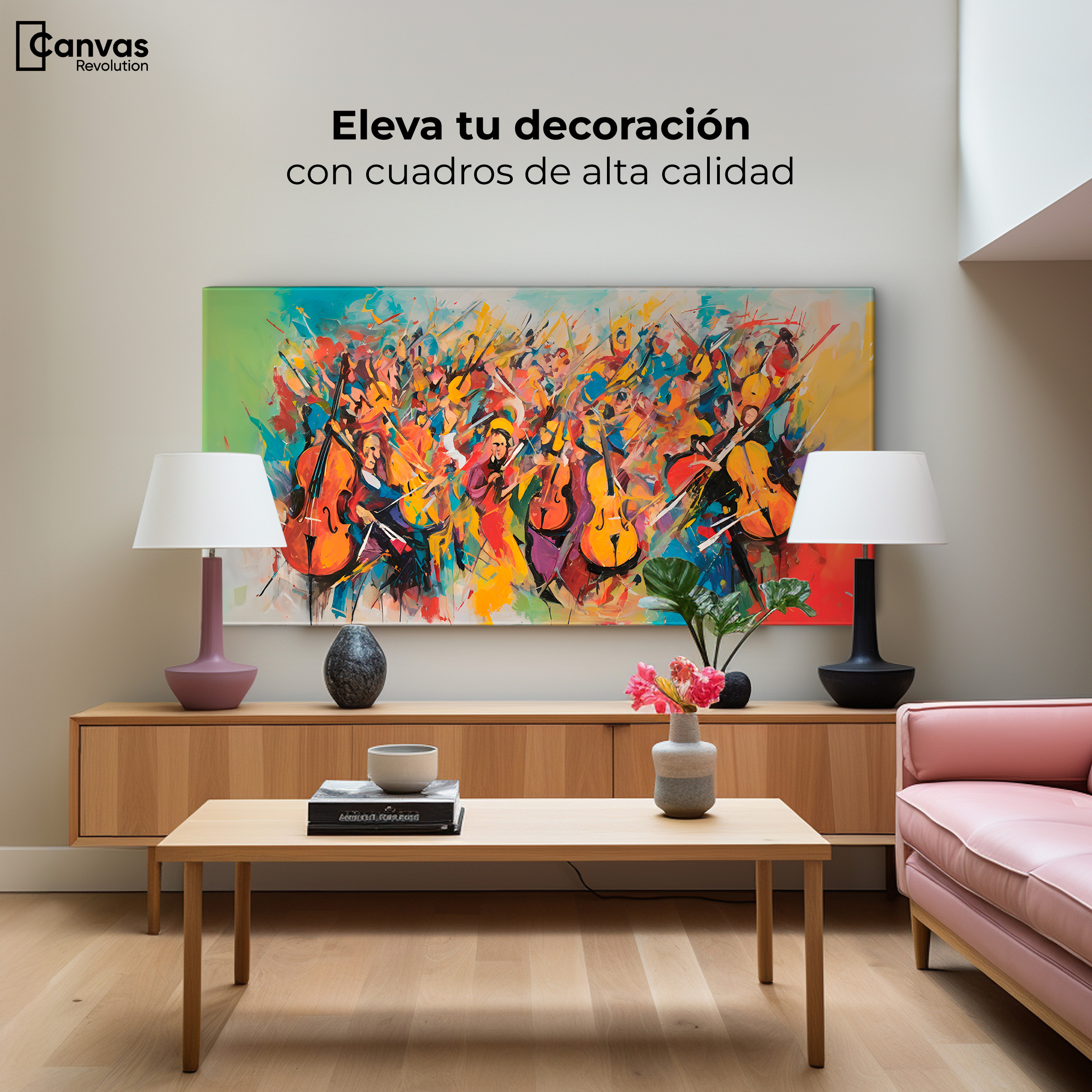 Foto 4 pulgar | Cuadro Decorativo Canvas Orquesta De Colores 120x60