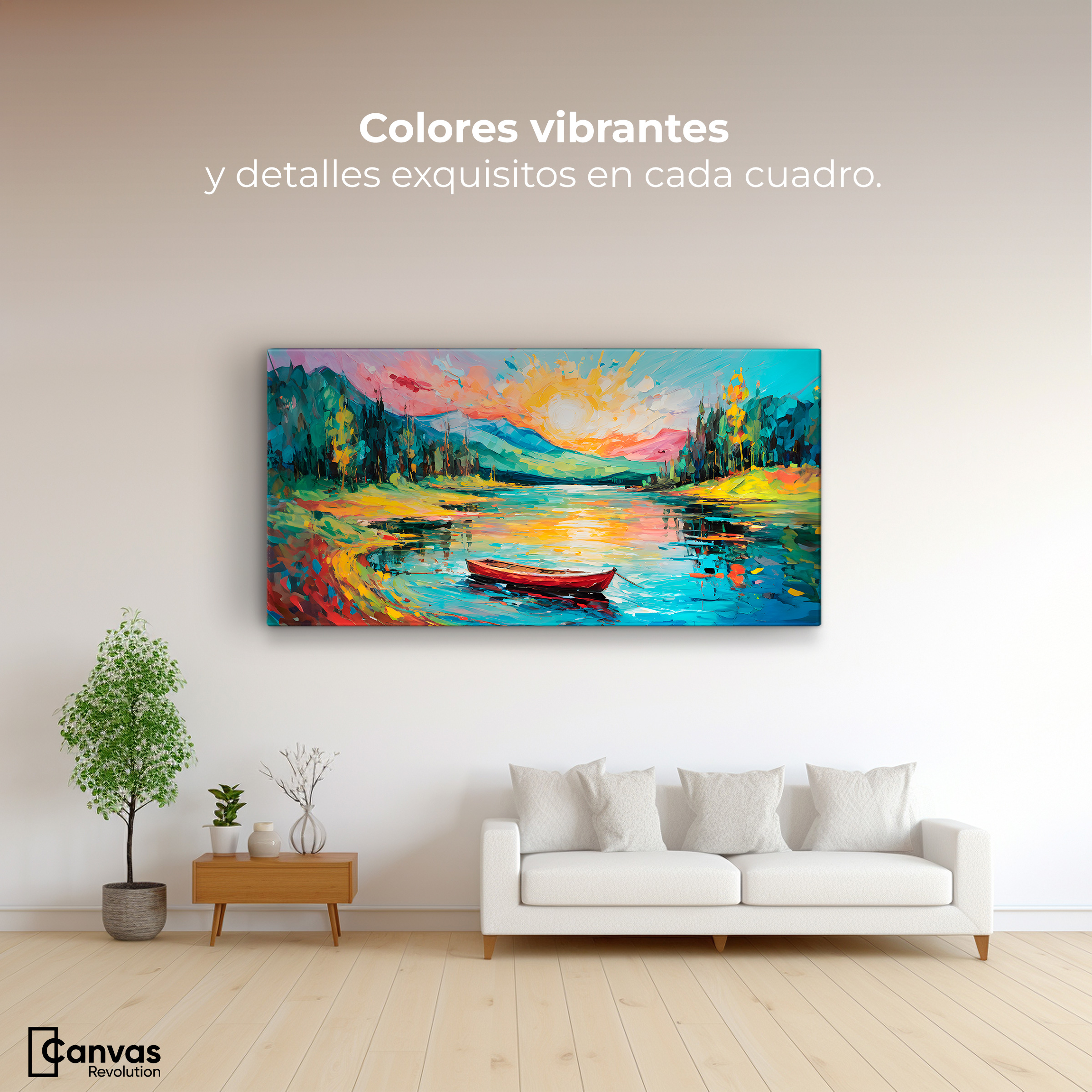 Foto 2 | Cuadro Decorativo Canvas Reflejos Bote Lago 120x60