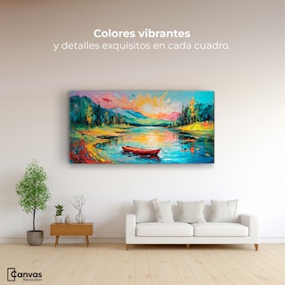 Foto 2 | Cuadro Decorativo Canvas Reflejos Bote Lago 120x60