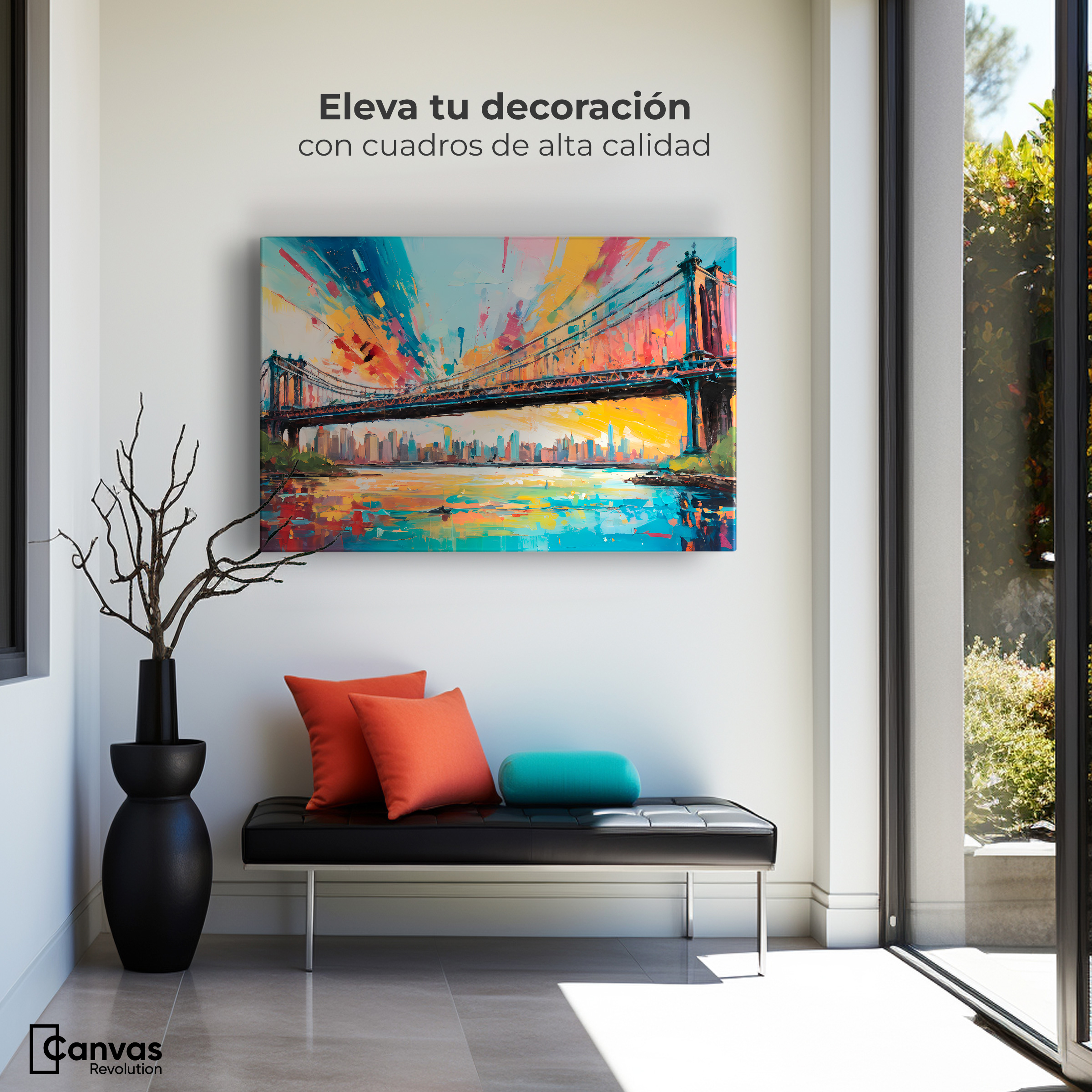 Foto 4 pulgar | Cuadro Decorativo Canvas Puente Brooklyn Ny 90x60