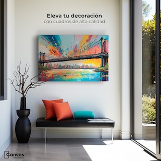 Foto 3 | Cuadro Decorativo Canvas Puente Brooklyn Ny 90x60