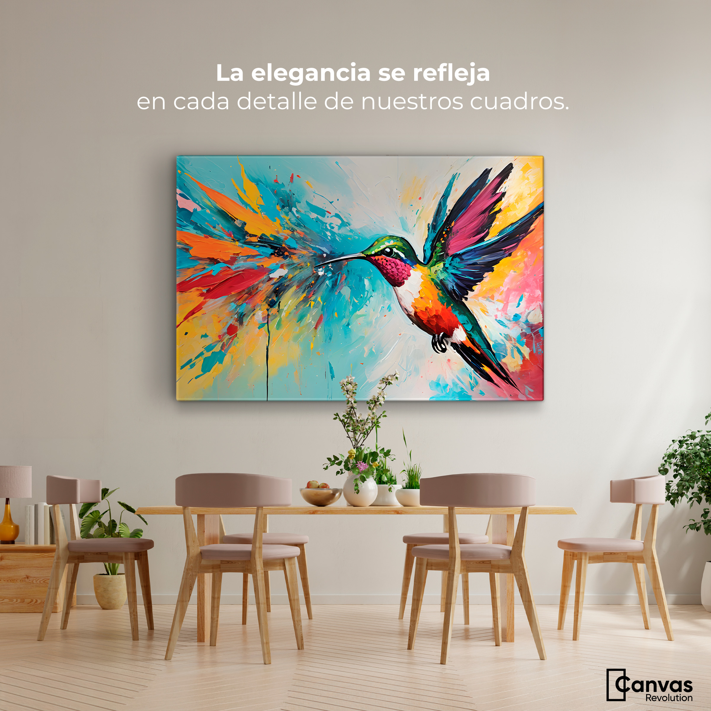 Foto 3 pulgar | Cuadro Decorativo Canvas Colibrí Vibrante 90x60