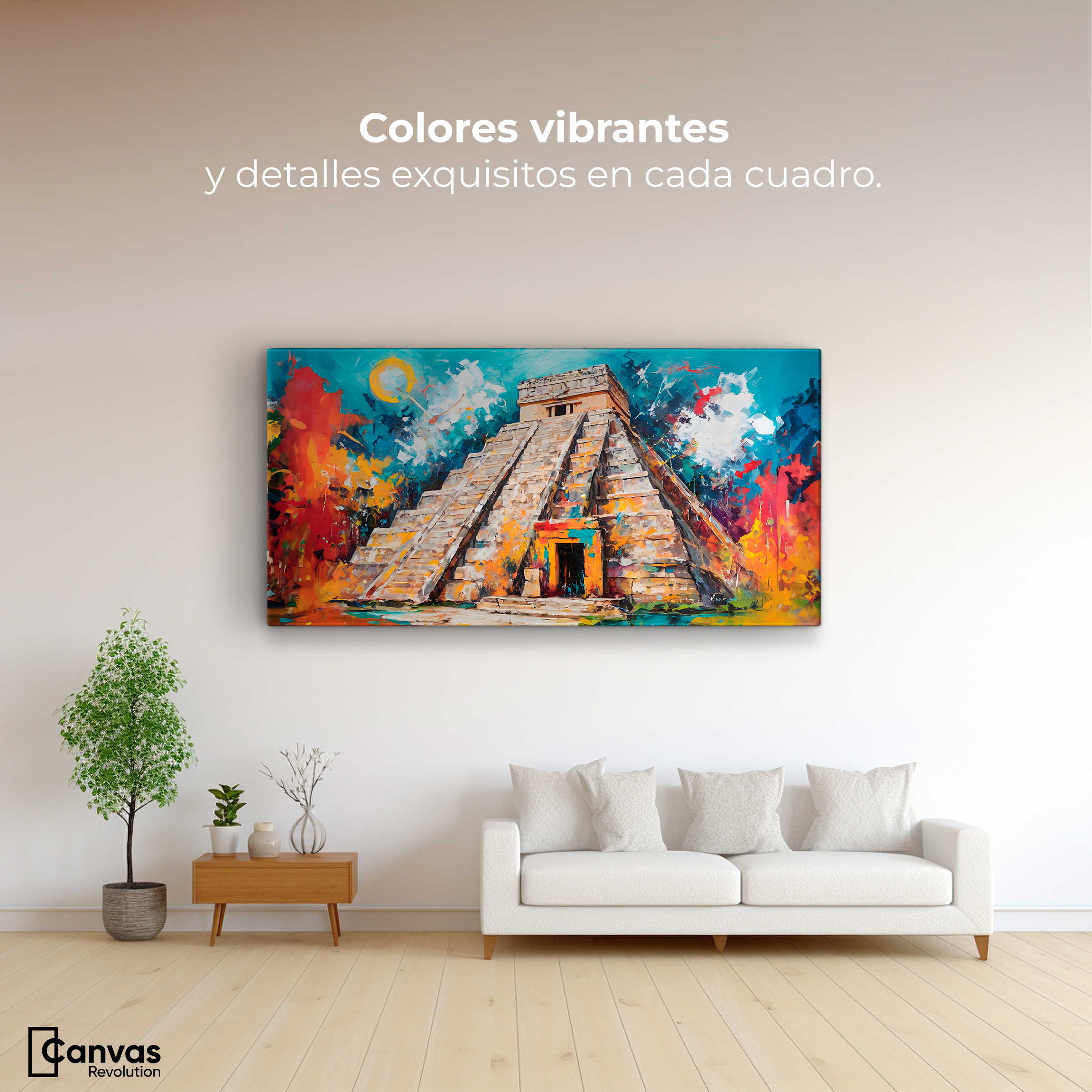 Foto 3 pulgar | Cuadro Decorativo Canvas Pirámide Vibrante 120x60