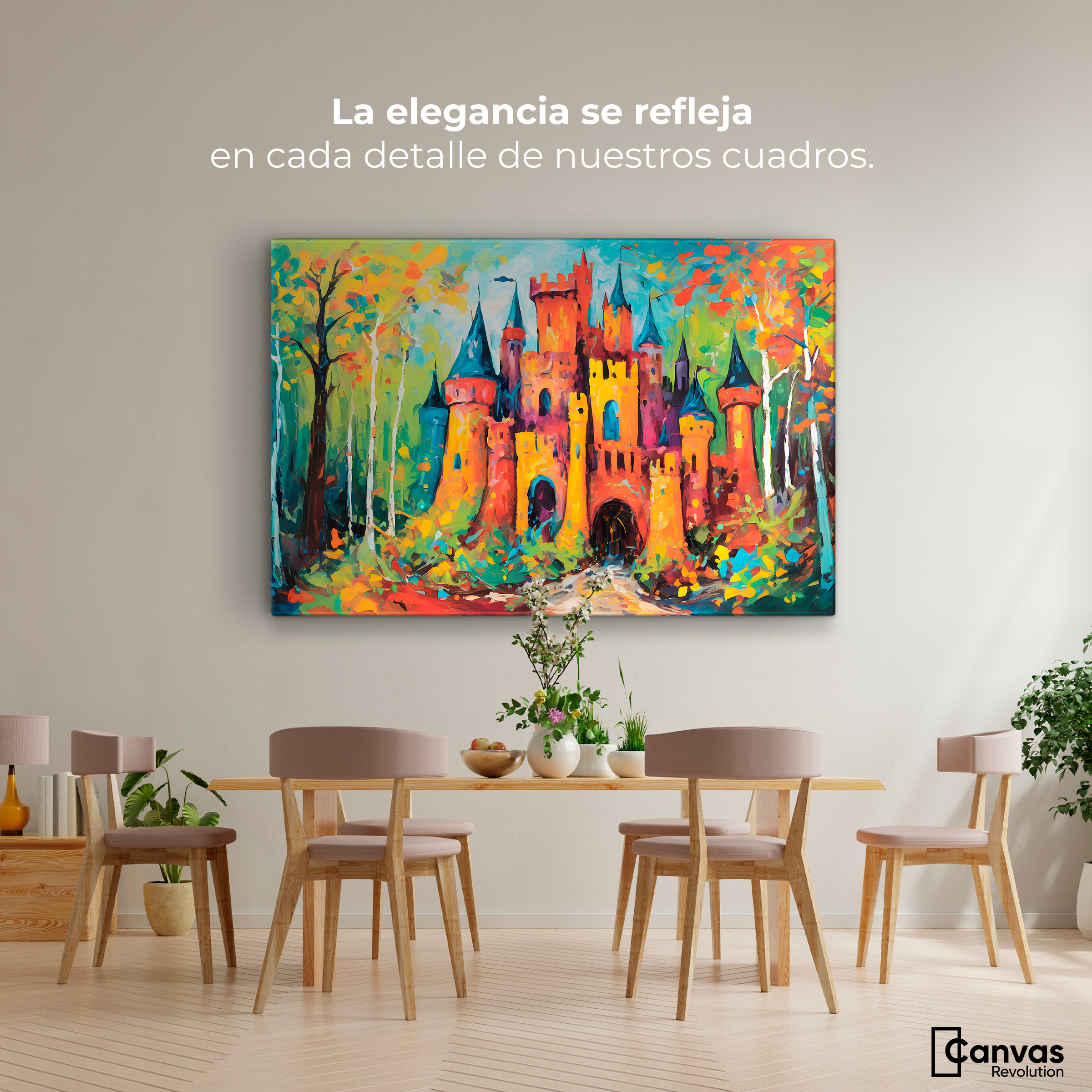 Foto 3 pulgar | Cuadro Decorativo Canvas Castillo Boscoso 90x60