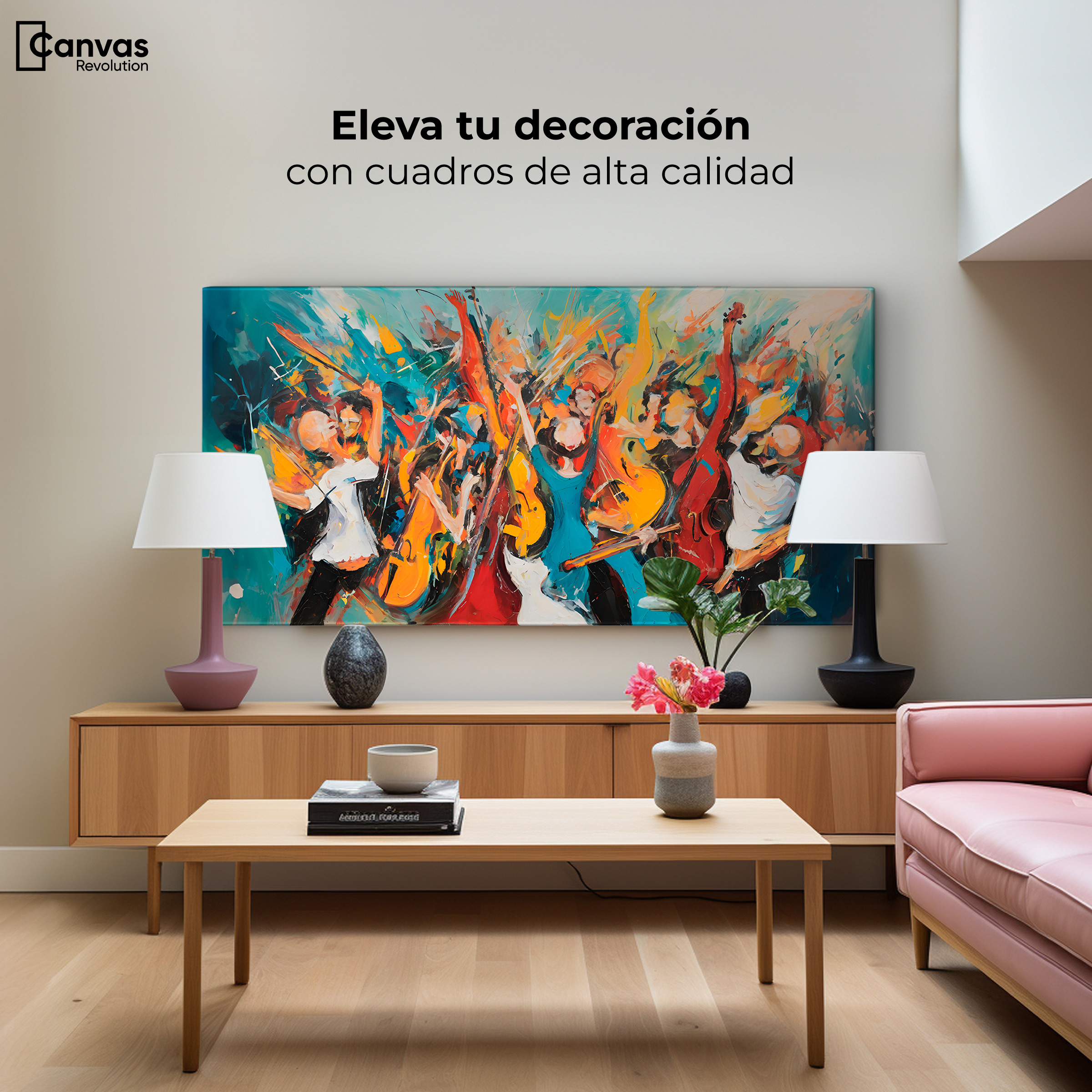 Foto 4 pulgar | Cuadro Decorativo Canvas Sinfonía Vibrante 120x60
