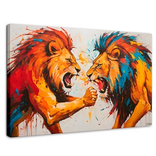 Foto 1 | Cuadro Decorativo Canvas Lucha Entre Leones 90x60